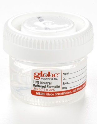 Globe Scientific Pre-Filled Click Close Containers with Hazard Labels