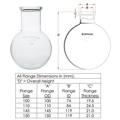 Chemglass Life Sciences Large Scale Flanged Evaporating Flasks, 10 - 20L