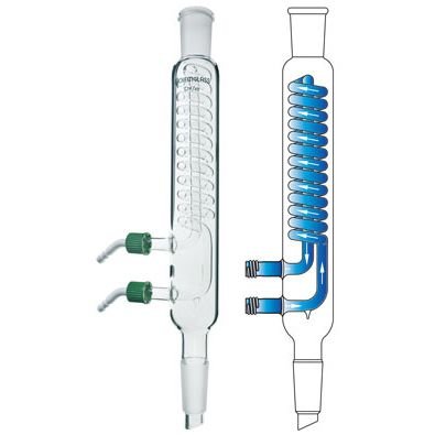 Reflux Coil-Style Condenser with Removable Hose Connections