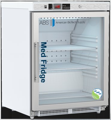 American Biotech Supply NSF Certified ADA Built-In Undercounter Glass Door Vaccine Refrigerators